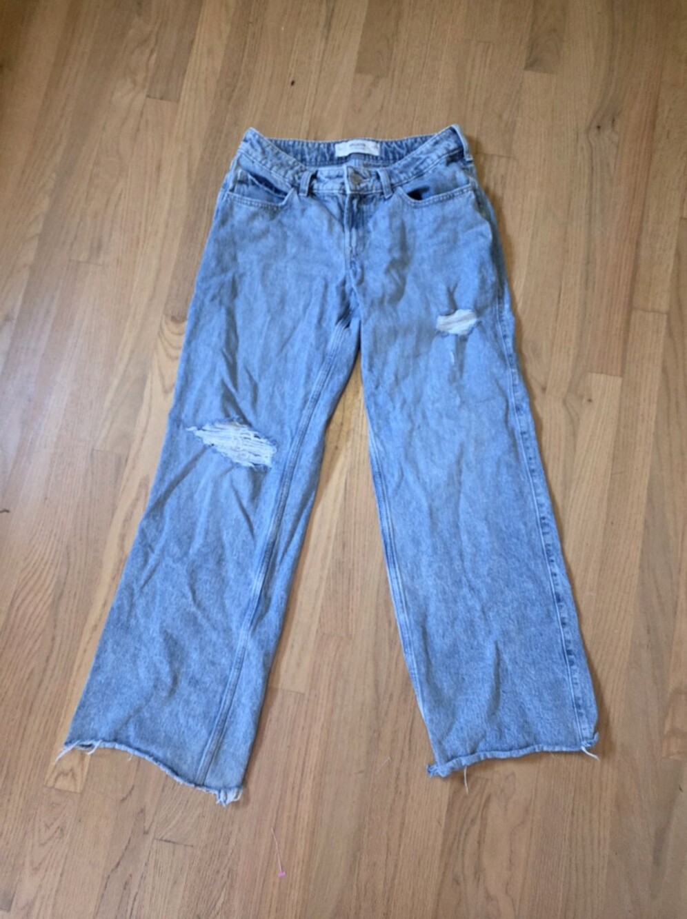 Hollister Light Blue Distressed Low Rise Baggy Jeans Size 25